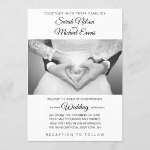 Elegantes Schwarz-Weiß-Foto Hochzeit Einladung