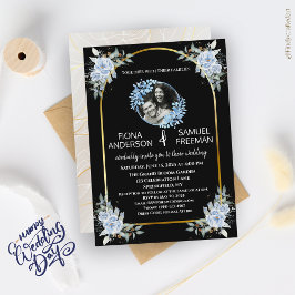 Elegantes Schwarz-Weiß-Foto Hochzeit Einladung