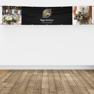 Elegantes Schwarz-Weiß-Foto-Logo Florist-Geschäft Banner