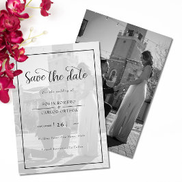 Elegantes Schwarz-Weiß-Foto Save the Date Einladung