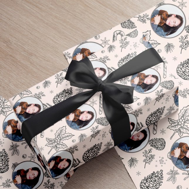 Elegantes Schwarz-Weiß-Foto Weihnachten Geschenkpapier (Von Creator hochgeladen)