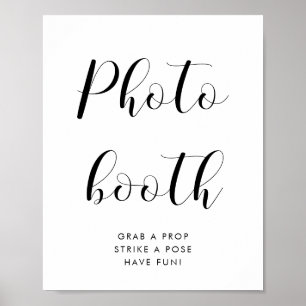Elegantes Schwarz-Weiß-Fotoautomaten-Hochzeitsschi Poster
