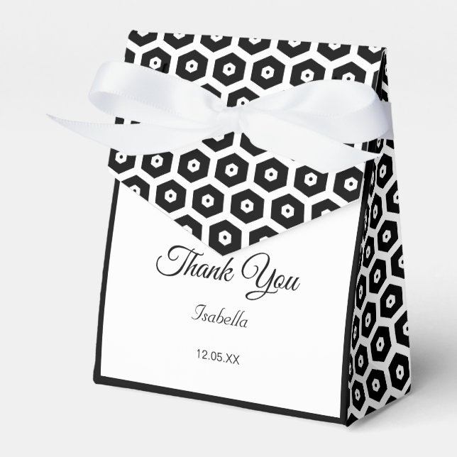 Elegantes Schwarz-Weiß-Gastgeschenk Geschenkschachtel (Vorderseite)