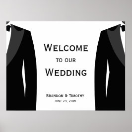 Elegantes Schwarz-Weiß-Gay-Hochzeitszeichen Poster