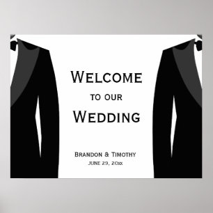 Elegantes Schwarz-Weiß-Gay-Hochzeitszeichen Poster