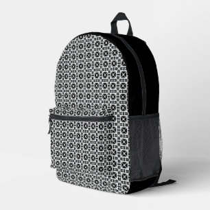 Elegantes Schwarz-Weiß-Geometrie-Muster Bedruckter Rucksack