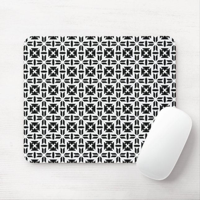 Elegantes Schwarz-Weiß-Geometrie-Muster Mousepad (Mit Mouse)