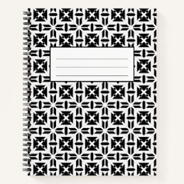 Elegantes Schwarz-Weiß-Geometrie-Muster Notizbuch