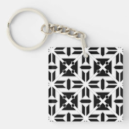 Elegantes Schwarz-Weiß-Geometrie-Muster Schlüsselanhänger