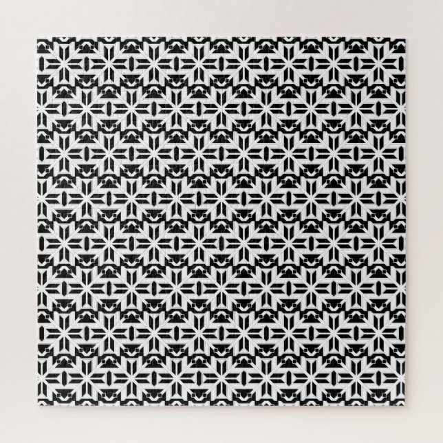 Elegantes Schwarz-Weiß-Geometrisches Muster (Vertikal)