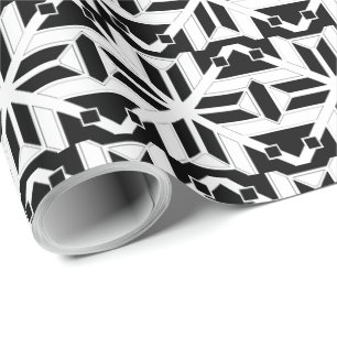 Elegantes Schwarz-Weiß-Geometrisches Muster Geschenkpapier