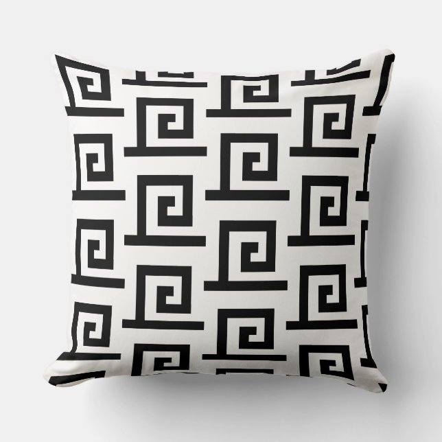 Elegantes Schwarz-Weiß-geometrisches Muster Kissen (Vorderseite)