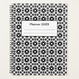 Elegantes Schwarz-Weiß-Geometrisches Muster Planer