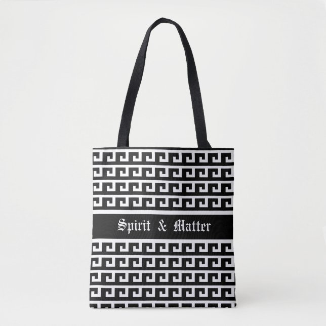 Elegantes Schwarz-Weiß-geometrisches Muster Tasche (Vorderseite)