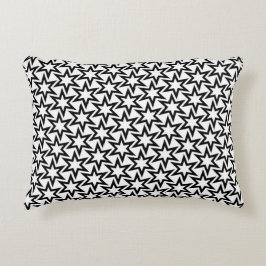 Elegantes Schwarz-Weiß-Geometrisches Sternmuster Dekokissen