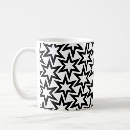 Elegantes Schwarz-Weiß-Geometrisches Sternmuster Kaffeetasse