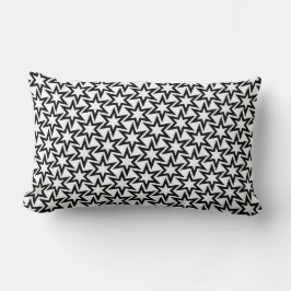 Elegantes Schwarz-Weiß-Geometrisches Sternmuster Lendenkissen