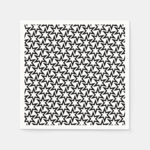 Elegantes Schwarz-Weiß-Geometrisches Sternmuster Serviette