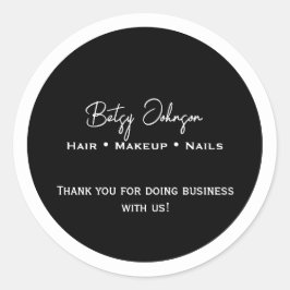 Elegantes Schwarz-Weiß-Geschäft Danke-Aufkleber Runder Aufkleber