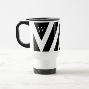 Elegantes Schwarz/Weiß gestreiftes Design Reisebecher