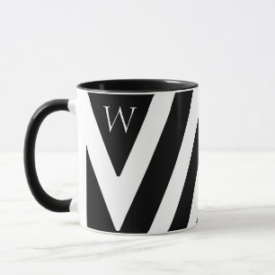 Elegantes Schwarz/Weiß gestreiftes Design Tasse