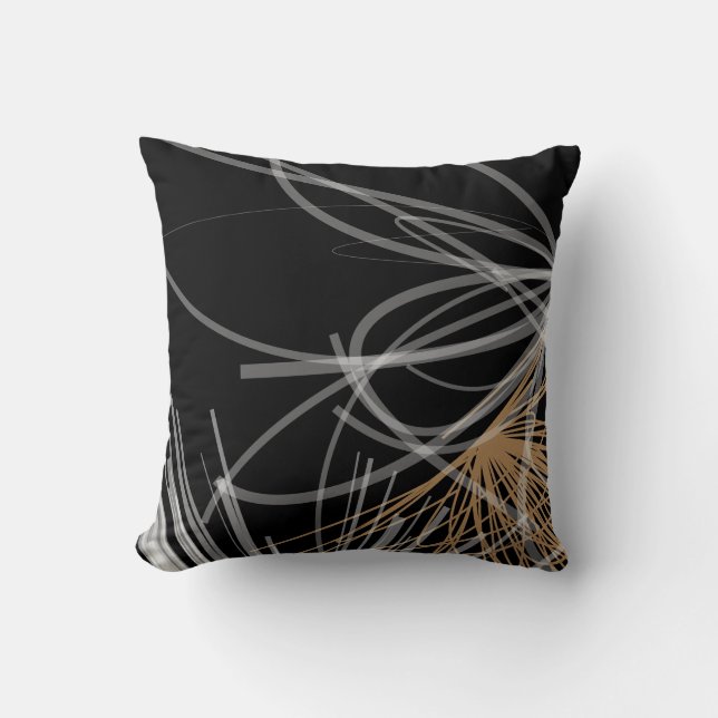 Elegantes Schwarz-weiß-Gold-Abstraktes Design Kissen (Vorderseite)