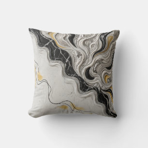 Elegantes Schwarz-Weiß-Gold-Marmor-Abstraktkunst-G Kissen