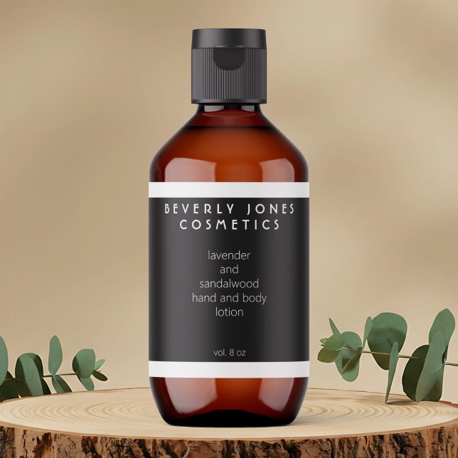 Elegantes schwarz-weiß-grenzenloses Kosmetiklabel (Von Creator hochgeladen)