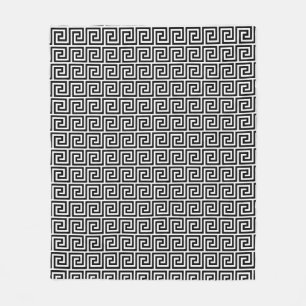 Elegantes Schwarz-Weiß-Griechisches Muster Fleecedecke