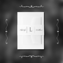 Elegantes Schwarz-Weiß-Hochzeitmonogramm Einladungsbanderole