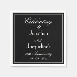Elegantes Schwarz-Weiß-Hochzeitspapier Serviette