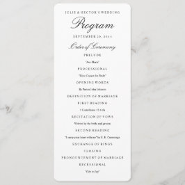 Elegantes Schwarz-Weiß-Hochzeitsprogramm Programm