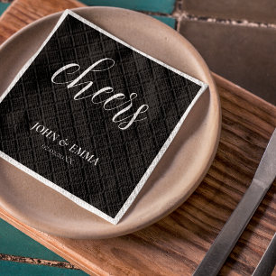 Elegantes Schwarz-Weiß-Hochzeitstil Serviette