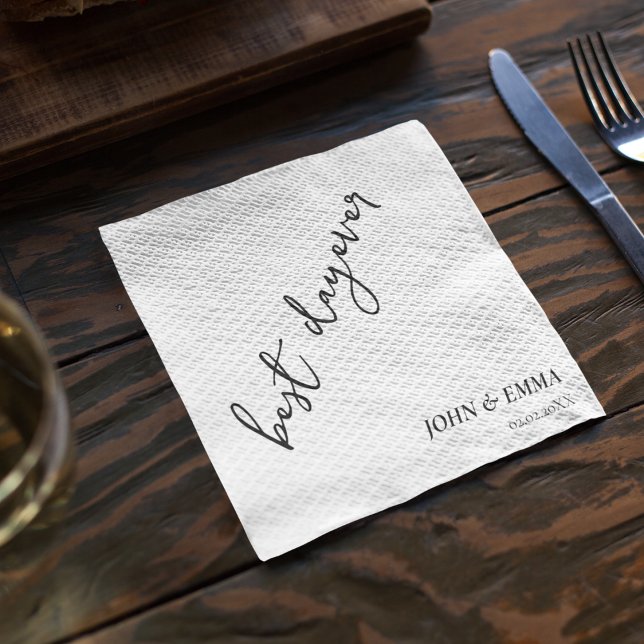 Elegantes Schwarz-Weiß-Hochzeitstil Serviette (Even your wedding dinner napkin can match your theme)
