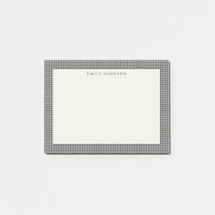 Elegantes Schwarz-Weiß-Houndstooth-Monogramm Post-it Klebezettel