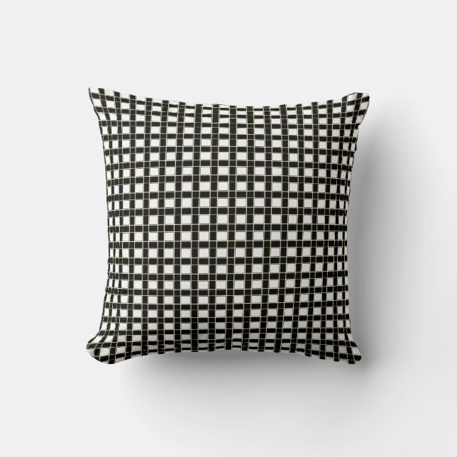 Elegantes Schwarz/Weiß kariert Kissen (Vorderseite)