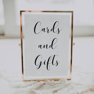Elegantes Schwarz-Weiß-Karten & Geschenke Hochzeit Poster