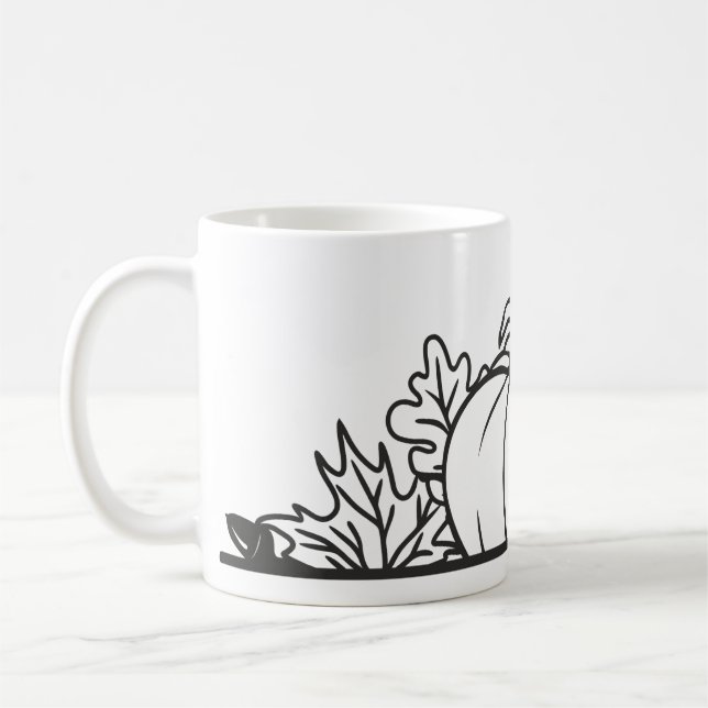 Elegantes Schwarz-Weiß-Leaf-Tasse-Design Kaffeetasse (Links)