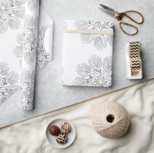 Elegantes Schwarz-Weiß-Mandala-Muster Geschenkpapier