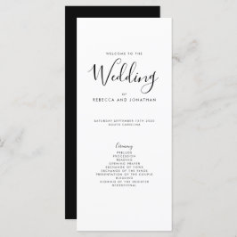 Elegantes Schwarz-weiß-Minimal-Hochzeitsprogramm