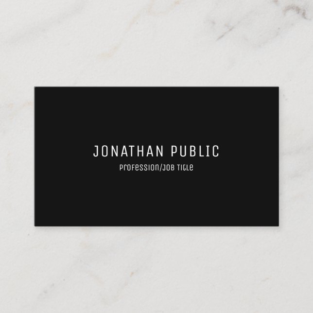 Elegantes Schwarz-Weiß-Minimalistisches Template m Visitenkarte (Vorderseite)