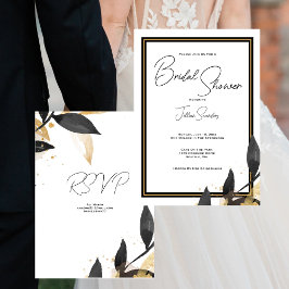 Elegantes Schwarz & Weiß, mit goldenem Brautparty Einladung