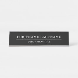Elegantes Schwarz-Weiß mit Namens-Titel einfache L Schreibtischnamensplakette