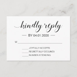 Elegantes Schwarz/Weiß Modernes Minimalistisches U RSVP Karte