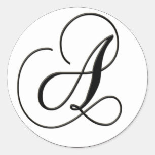 Elegantes Schwarz-Weiß-Monogramm - A Runder Aufkleber