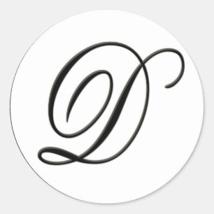 Elegantes Schwarz-Weiß-Monogramm D Runder Aufkleber
