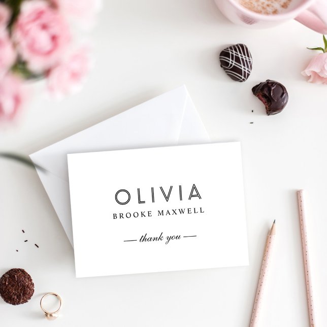 Elegantes Schwarz-Weiß-Monogramm Dankeskarte (Von Creator hochgeladen)