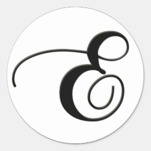 Elegantes Schwarz-Weiß-Monogramm E Runder Aufkleber