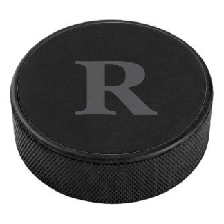 Elegantes Schwarz-Weiß-Monogramm  Eishockey Puck