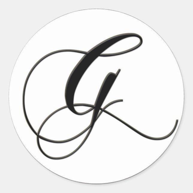 Elegantes Schwarz-Weiß-Monogramm G Runder Aufkleber (Vorderseite)
